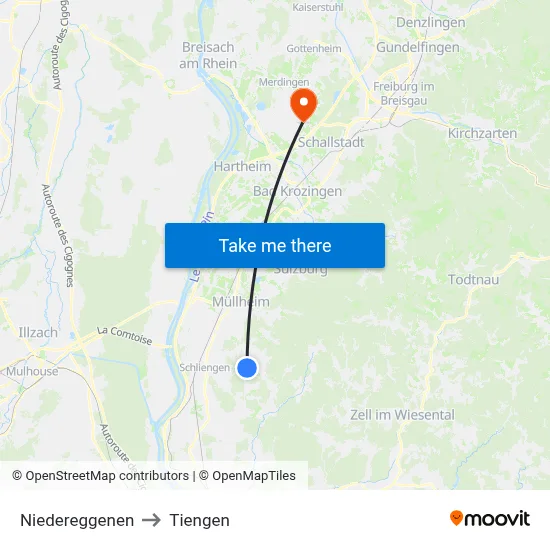 Niedereggenen to Tiengen map