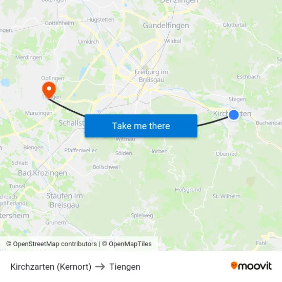 Kirchzarten (Kernort) to Tiengen map