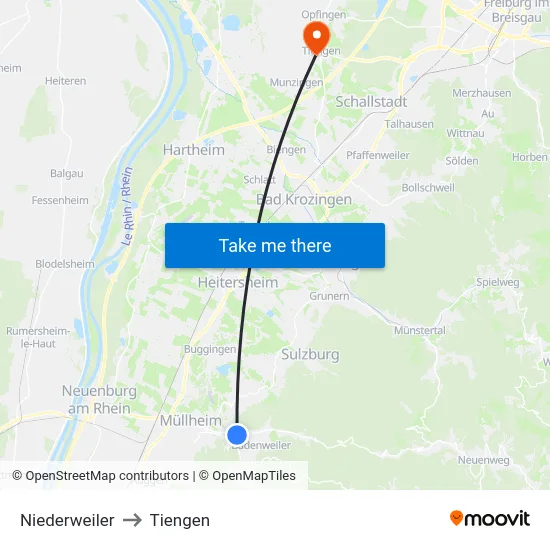Niederweiler to Tiengen map