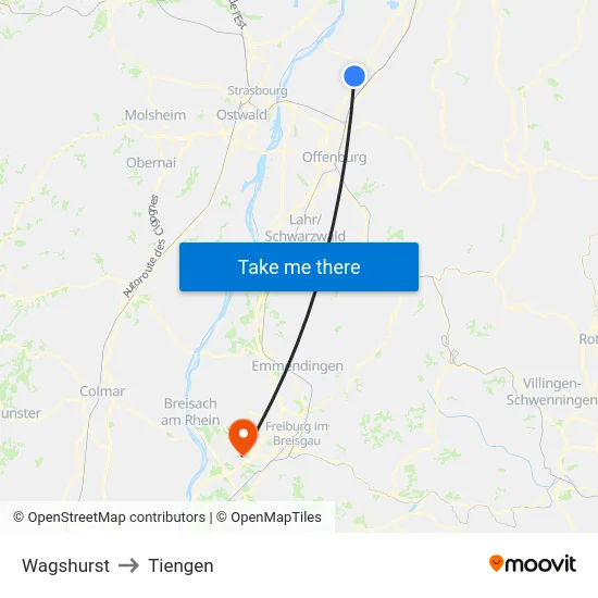 Wagshurst to Tiengen map