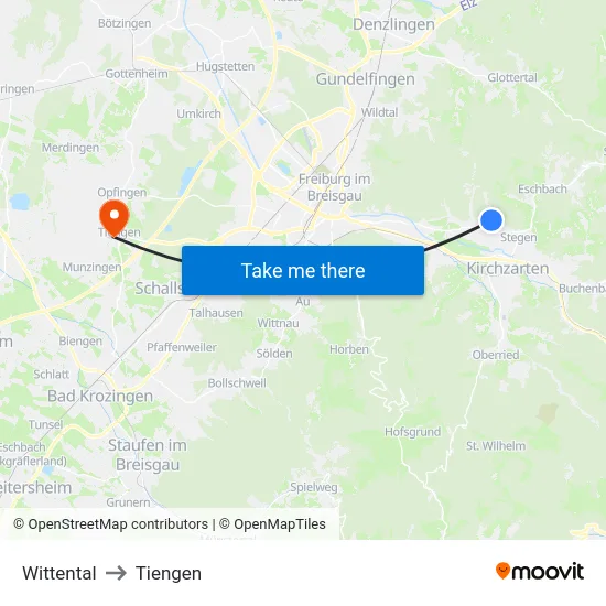 Wittental to Tiengen map