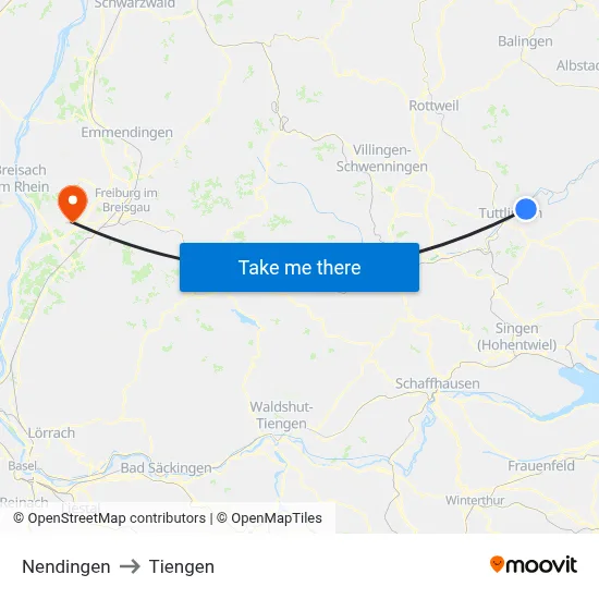 Nendingen to Tiengen map