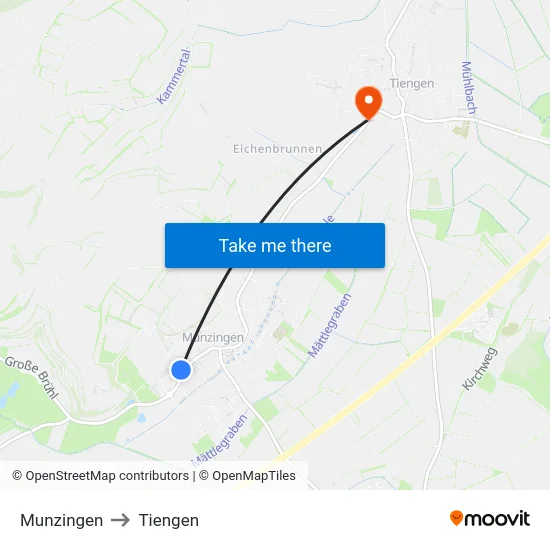 Munzingen to Tiengen map