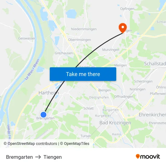 Bremgarten to Tiengen map