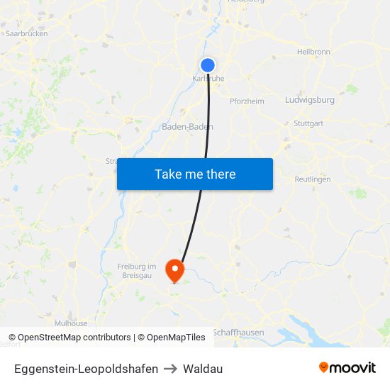 Eggenstein-Leopoldshafen to Waldau map