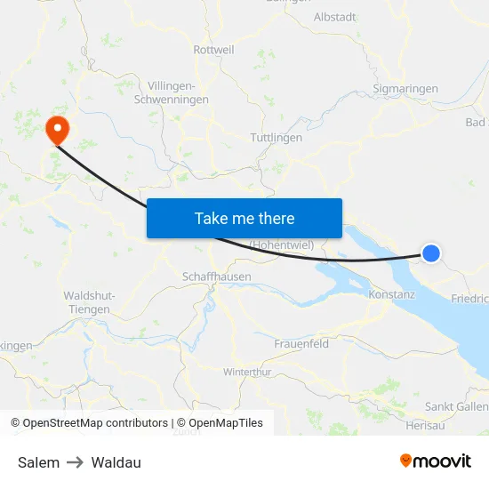 Salem to Waldau map