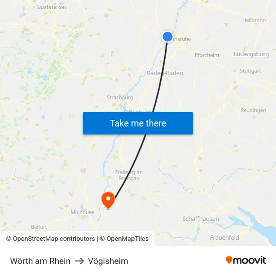Wörth am Rhein to Vögisheim map