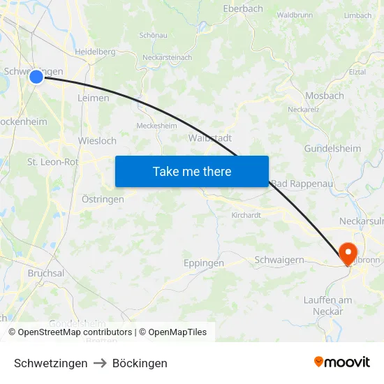 Schwetzingen to Böckingen map