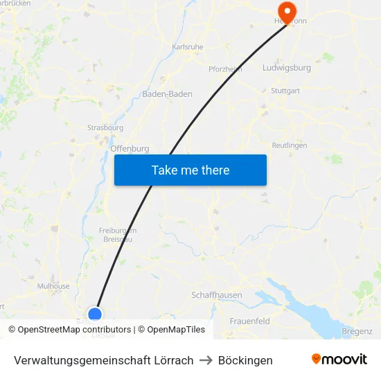 Verwaltungsgemeinschaft Lörrach to Böckingen map