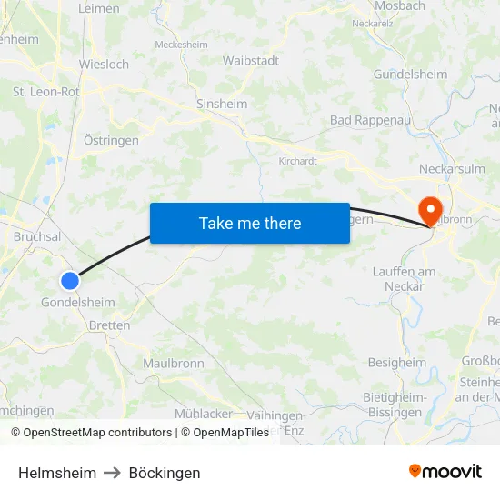 Helmsheim to Böckingen map