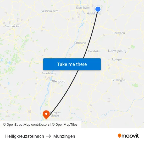 Heiligkreuzsteinach to Munzingen map