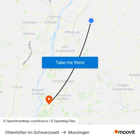 Ottenhöfen Im Schwarzwald to Munzingen map