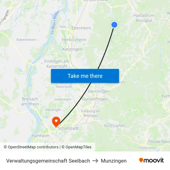 Verwaltungsgemeinschaft Seelbach to Munzingen map