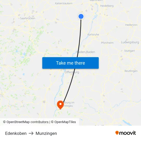 Edenkoben to Munzingen map