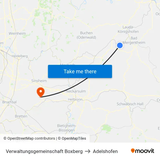 Verwaltungsgemeinschaft Boxberg to Adelshofen map