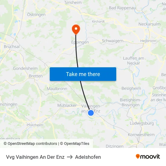 Vvg Vaihingen An Der Enz to Adelshofen map