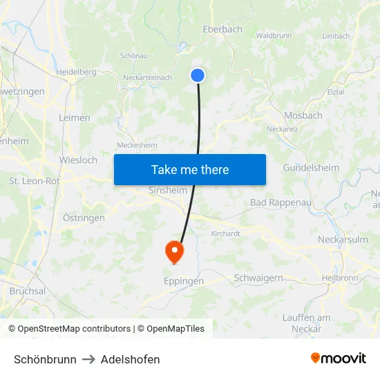 Schönbrunn to Adelshofen map