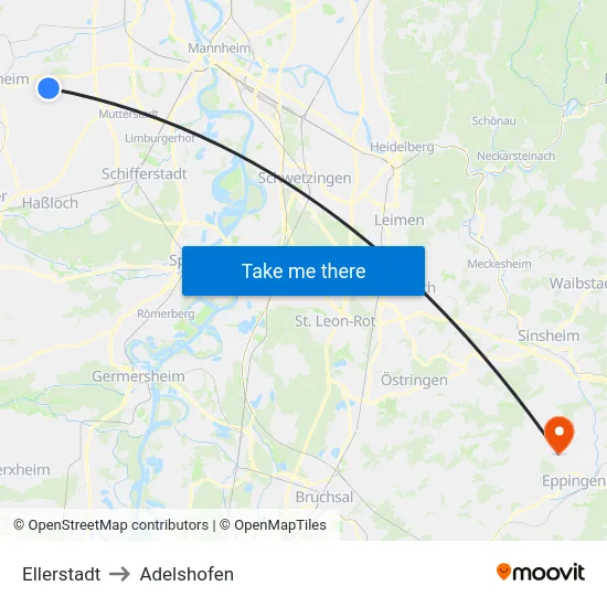 Ellerstadt to Adelshofen map