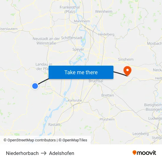 Niederhorbach to Adelshofen map