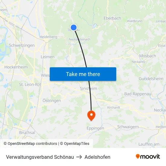Verwaltungsverband Schönau to Adelshofen map