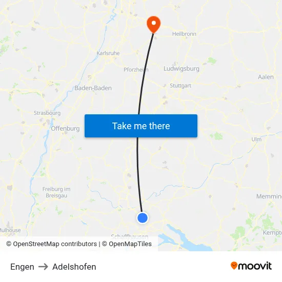 Engen to Adelshofen map