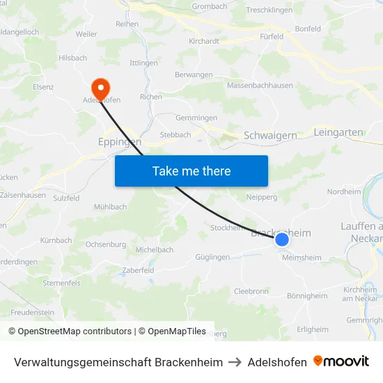 Verwaltungsgemeinschaft Brackenheim to Adelshofen map