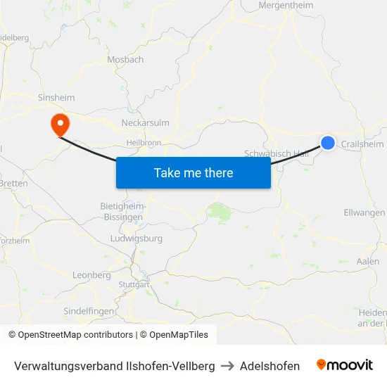 Verwaltungsverband Ilshofen-Vellberg to Adelshofen map