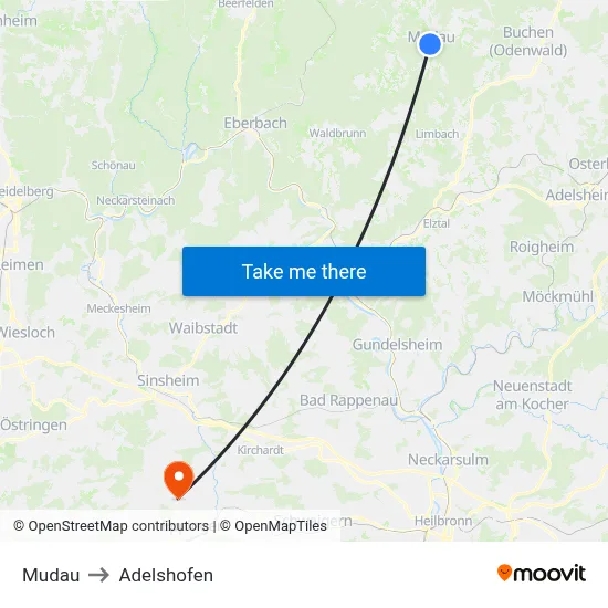 Mudau to Adelshofen map