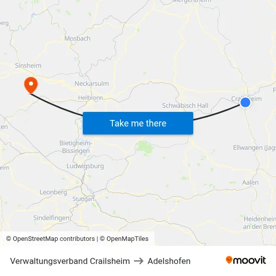 Verwaltungsverband Crailsheim to Adelshofen map