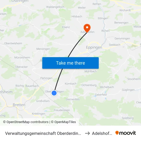 Verwaltungsgemeinschaft Oberderdingen to Adelshofen map