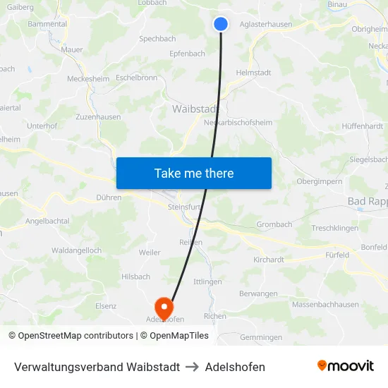 Verwaltungsverband Waibstadt to Adelshofen map
