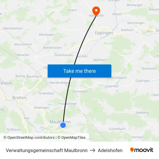 Verwaltungsgemeinschaft Maulbronn to Adelshofen map