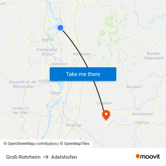Groß-Rohrheim to Adelshofen map