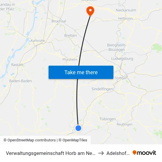 Verwaltungsgemeinschaft Horb am Neckar to Adelshofen map