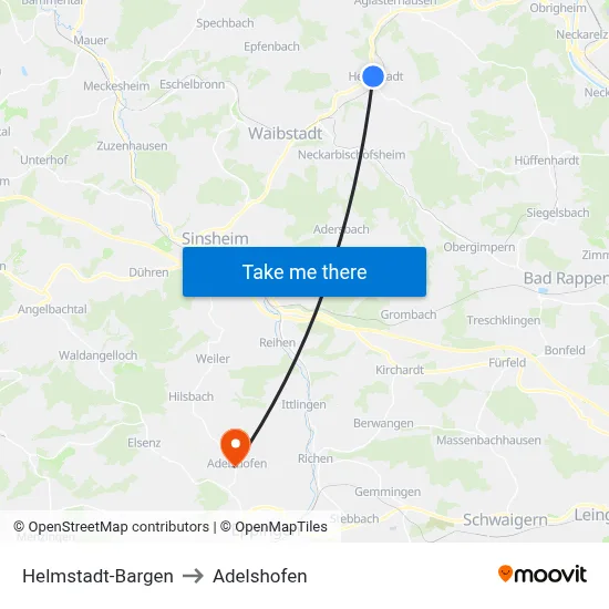 Helmstadt-Bargen to Adelshofen map