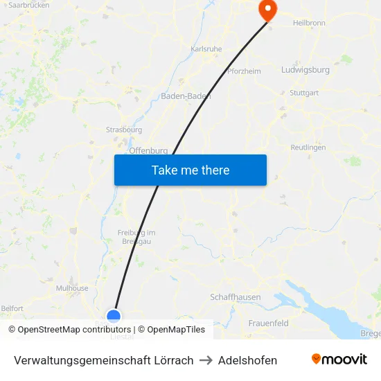Verwaltungsgemeinschaft Lörrach to Adelshofen map