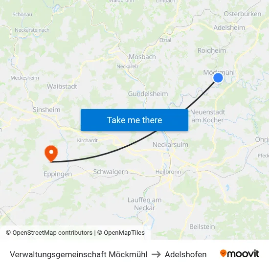 Verwaltungsgemeinschaft Möckmühl to Adelshofen map