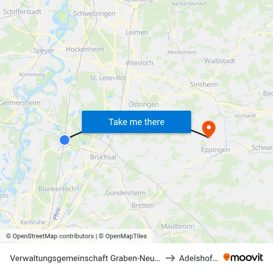 Verwaltungsgemeinschaft Graben-Neudorf to Adelshofen map
