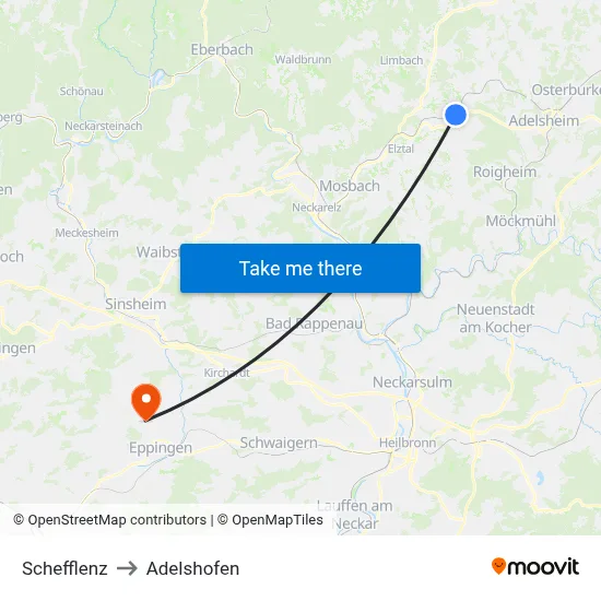 Schefflenz to Adelshofen map