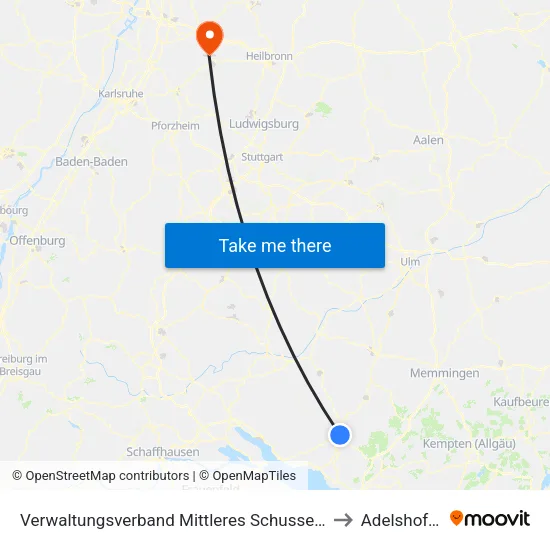 Verwaltungsverband Mittleres Schussental to Adelshofen map
