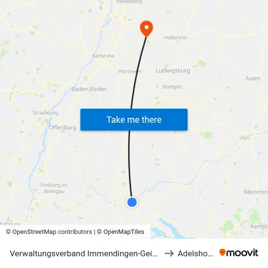 Verwaltungsverband Immendingen-Geisingen to Adelshofen map