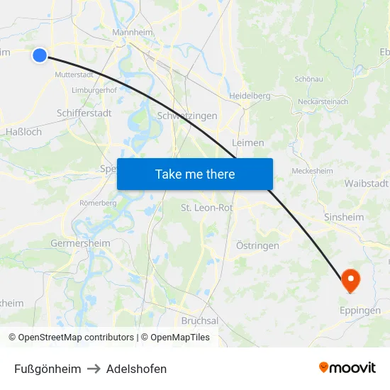 Fußgönheim to Adelshofen map