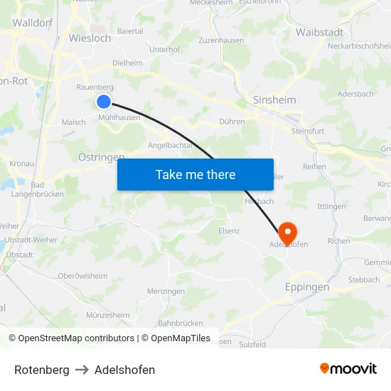 Rotenberg to Adelshofen map