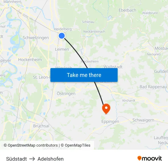 Südstadt to Adelshofen map