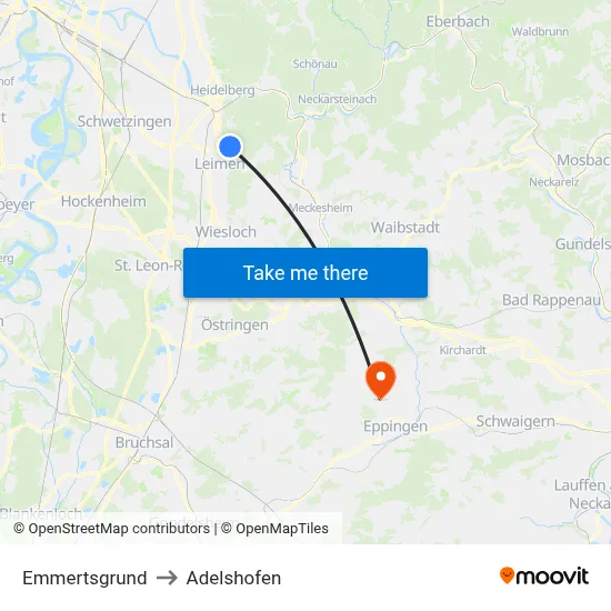 Emmertsgrund to Adelshofen map