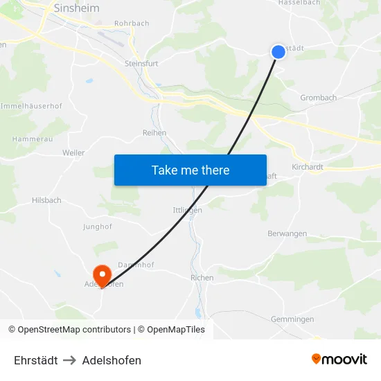 Ehrstädt to Adelshofen map
