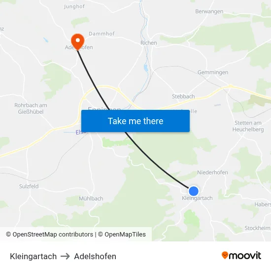 Kleingartach to Adelshofen map