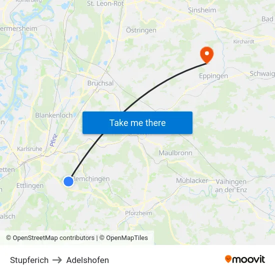 Stupferich to Adelshofen map