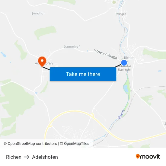 Richen to Adelshofen map