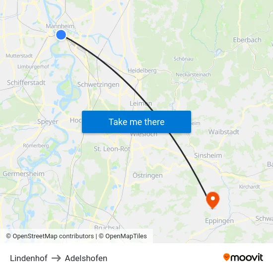 Lindenhof to Adelshofen map